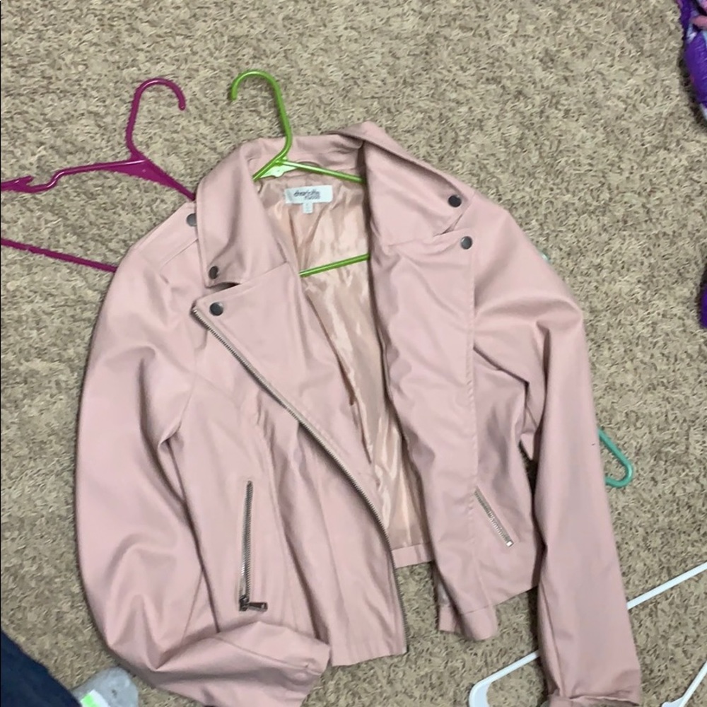 Faux leather jacket pink nwot